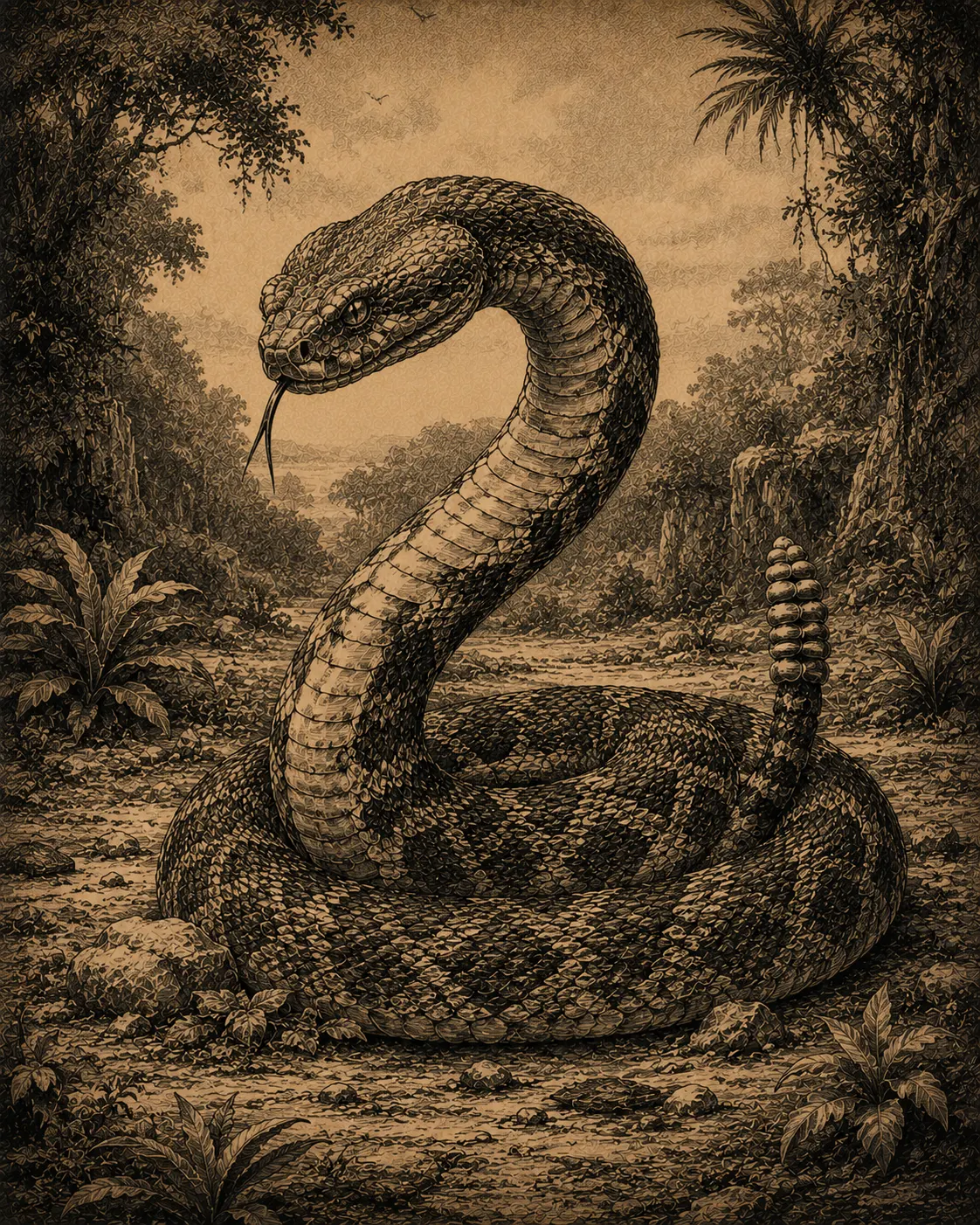 Carta da Cobra em destaque sobre uma mesa de Baralho Cigano, cercada por outras cartas
